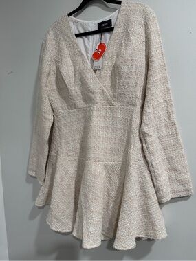 Cider Cream Textured Long-Sleeve Fit & Flare Dress